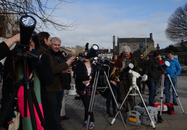 Various telescopes with the appropriate filters were set up to enable members of the public to share this fantastic experience with us.